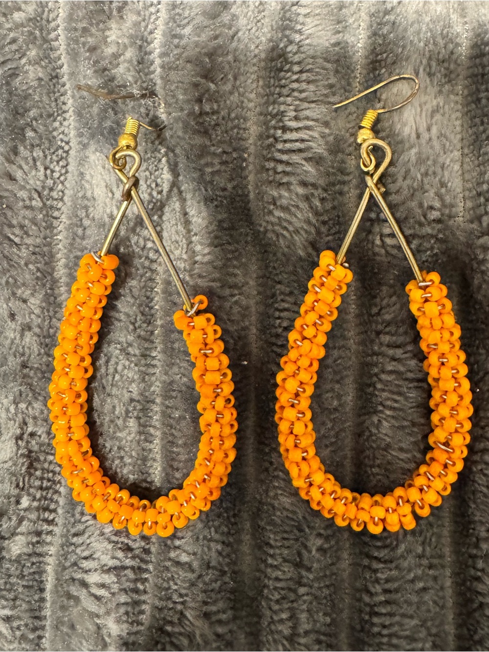 Handmade in Africa - Orange Beaded Teardrop Earrings